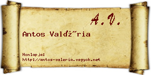 Antos Valéria névjegykártya